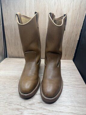 Double H Ranchwell 2656 Men’s Brown Leather Pull On Steel Toe Work Boots Size 7D